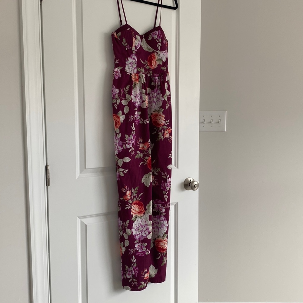 Maroon flower jumpsuit